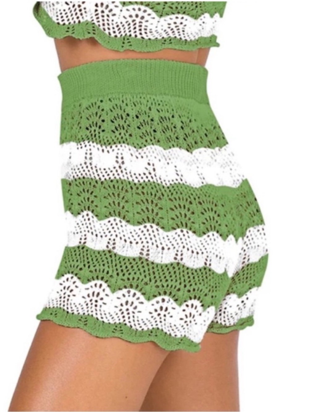 Rebellion Shorts/top crochet 
Set - Green and Cream size S 
Women’s